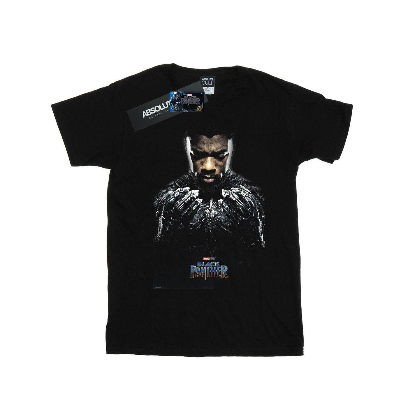 Black Panther T'challa Poster Tshirt Jungen Schwarz 140/146 von MARVEL