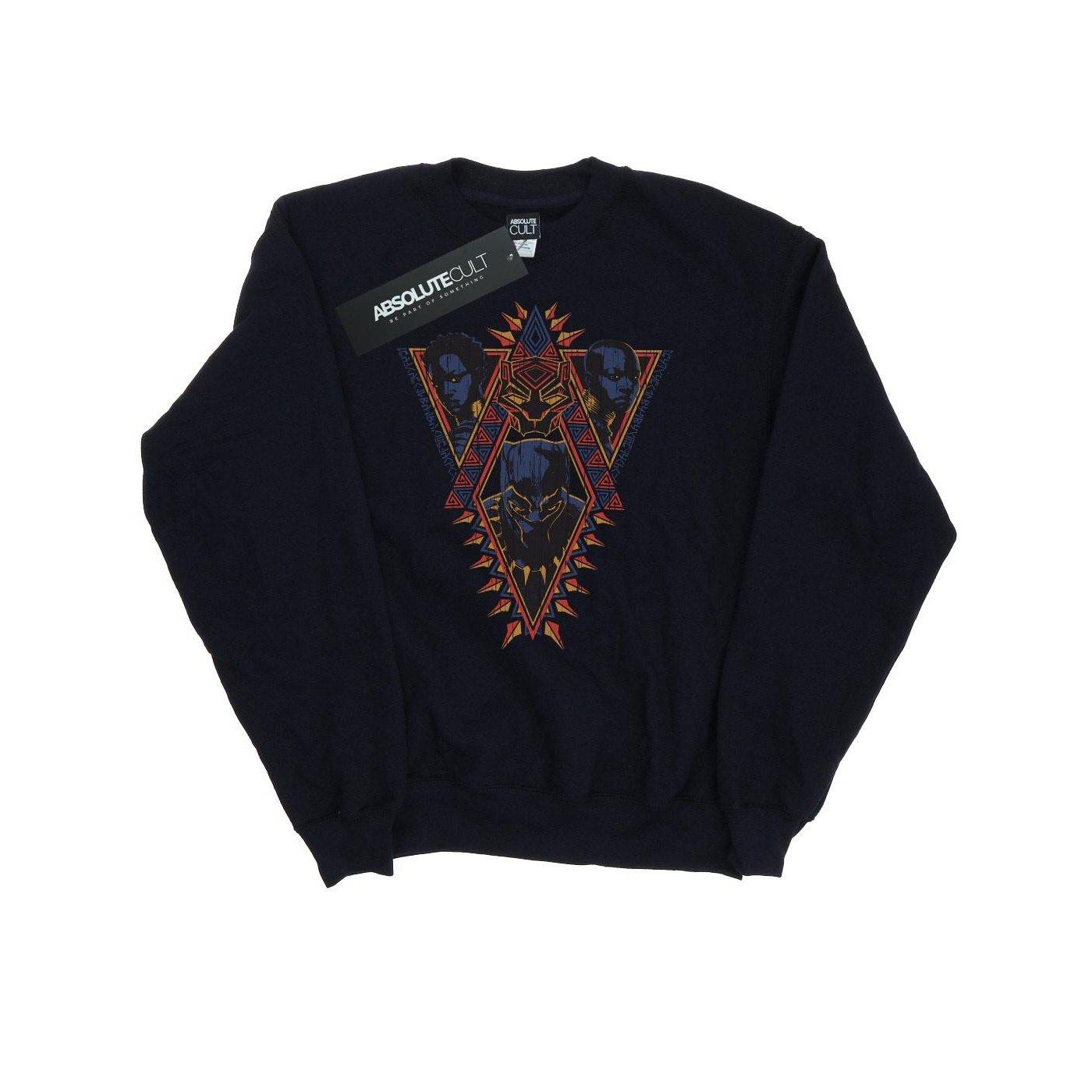 Black Panther Tribal Heads Sweatshirt Damen Schwarz S von MARVEL