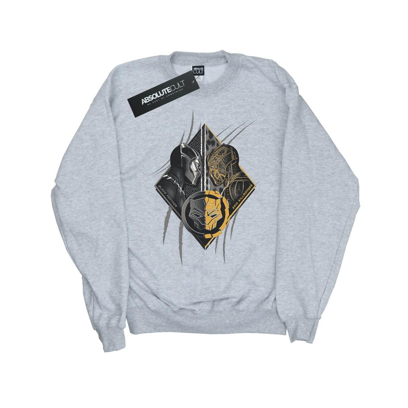 Black Panther Vs Killmonger Sweatshirt Mädchen Grau 128 von MARVEL