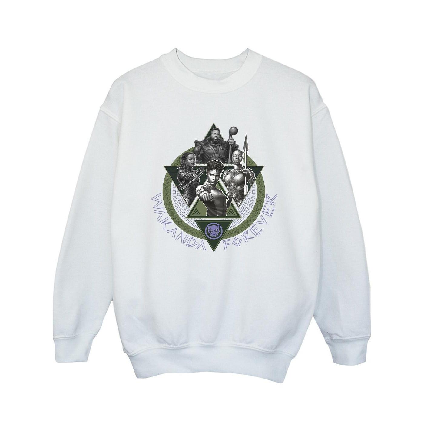 Black Panther Wakanda Forever Group Ring Pose Sweatshirt Mädchen Weiss 104 von MARVEL