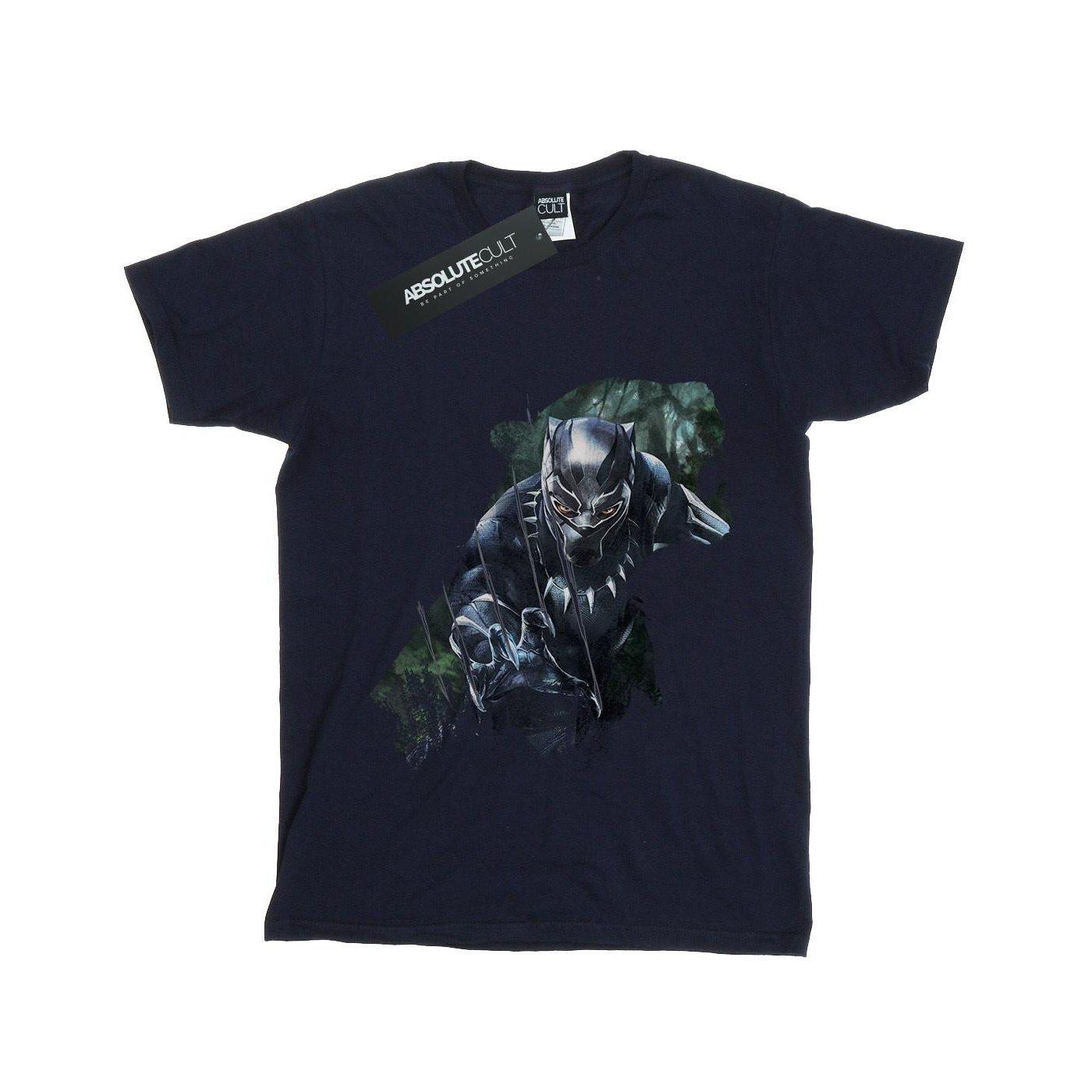 Black Panther Wild Silhouette Tshirt Unisex Marine 152-158 von MARVEL