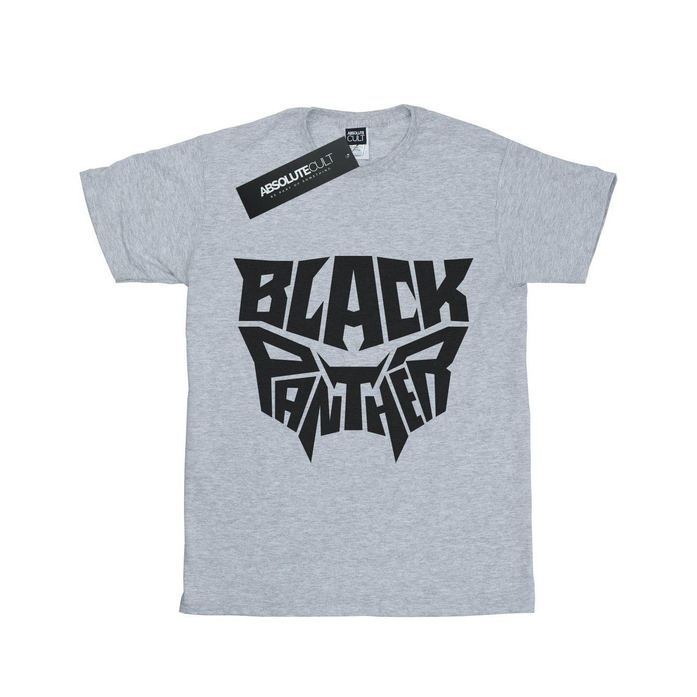 Black Panther Worded Emblem Tshirt Mädchen Grau 128 von MARVEL