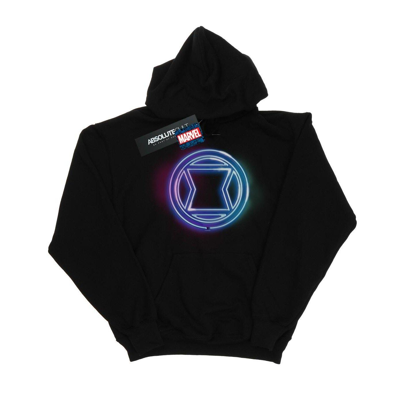 Black Widow Neon Logo Kapuzenpullover Mädchen Schwarz 152-158 von MARVEL