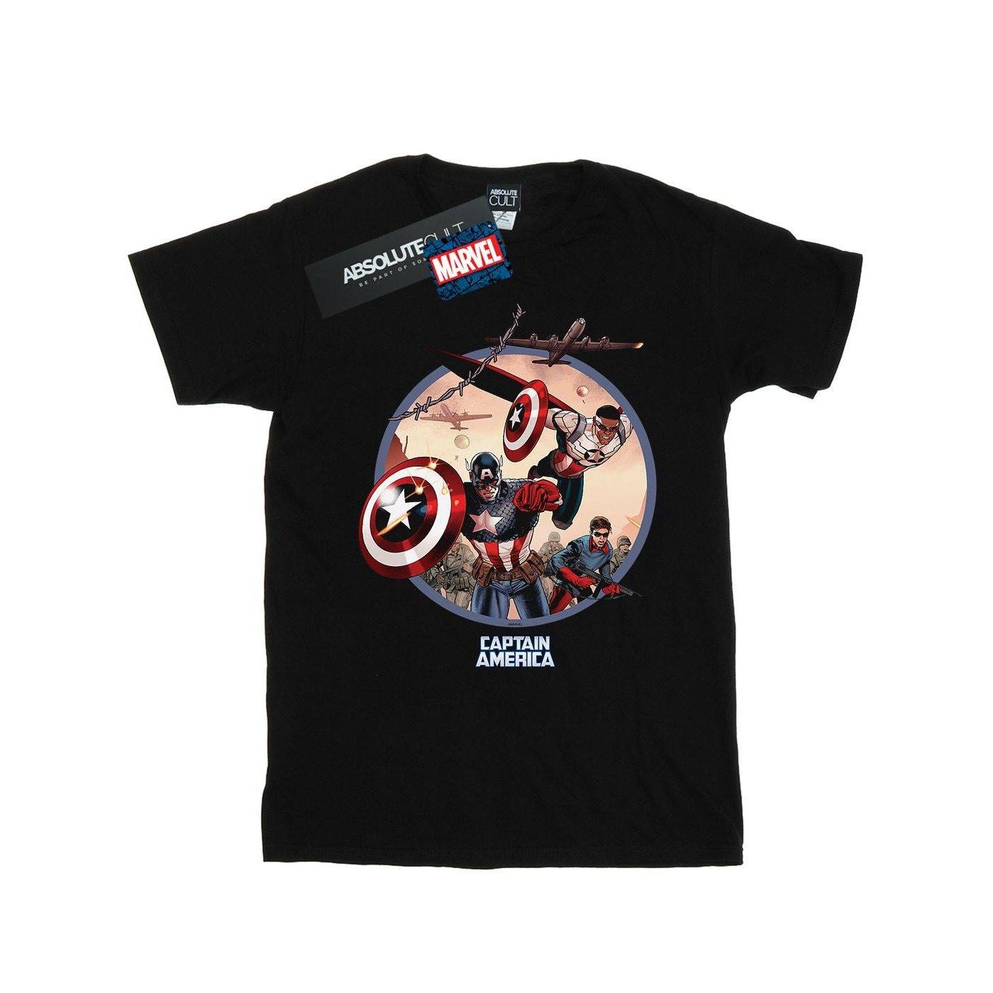 Captain America And Falcon In Battle Tshirt Damen Schwarz L von MARVEL