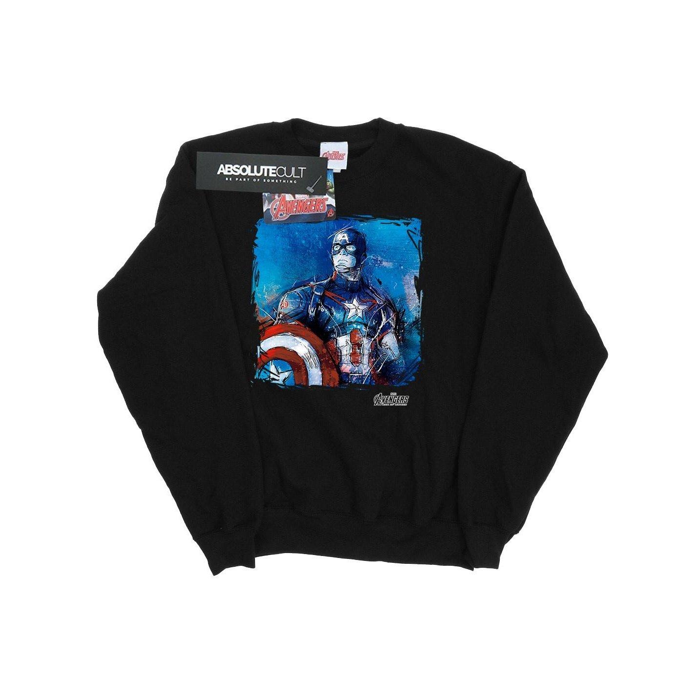 Captain America Art Sweatshirt Herren Schwarz XXL von MARVEL