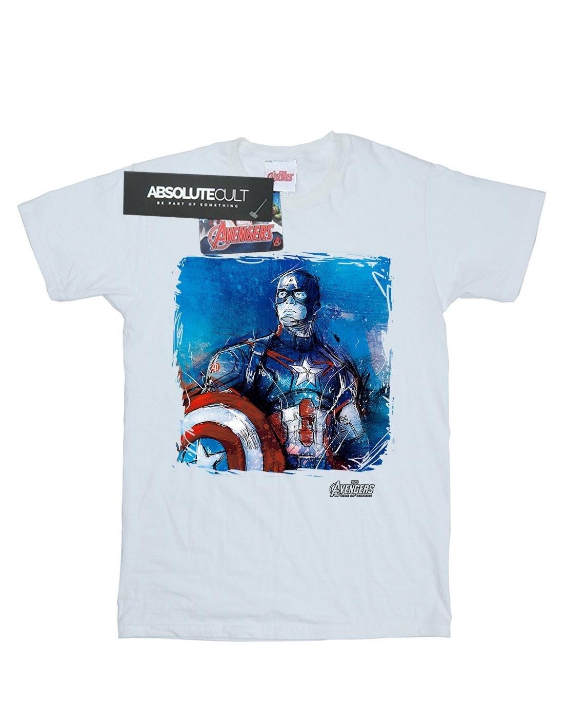Captain America Art Tshirt Damen Weiss XL von MARVEL