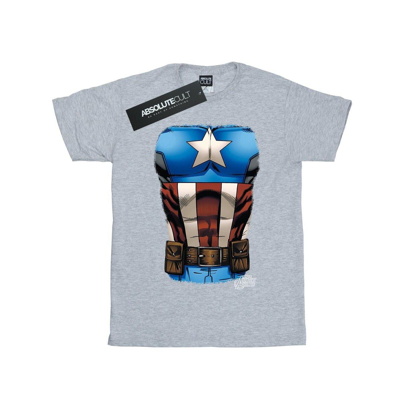 Captain America Chest Burst Tshirt Herren Grau S von MARVEL