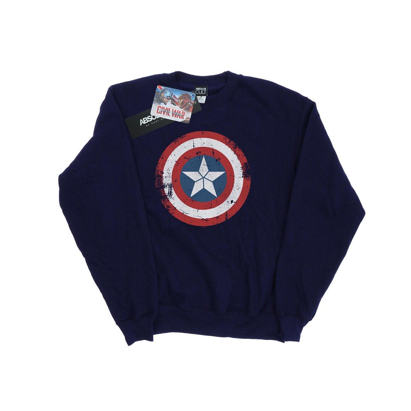 Captain America Civil War Distressed Shield Sweatshirt Herren Marine 3XL von MARVEL
