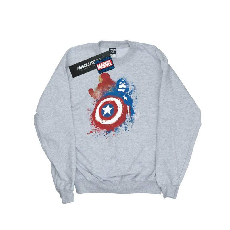Captain America Civil War Painted Vs Iron Man Sweatshirt Herren Grau XL von MARVEL