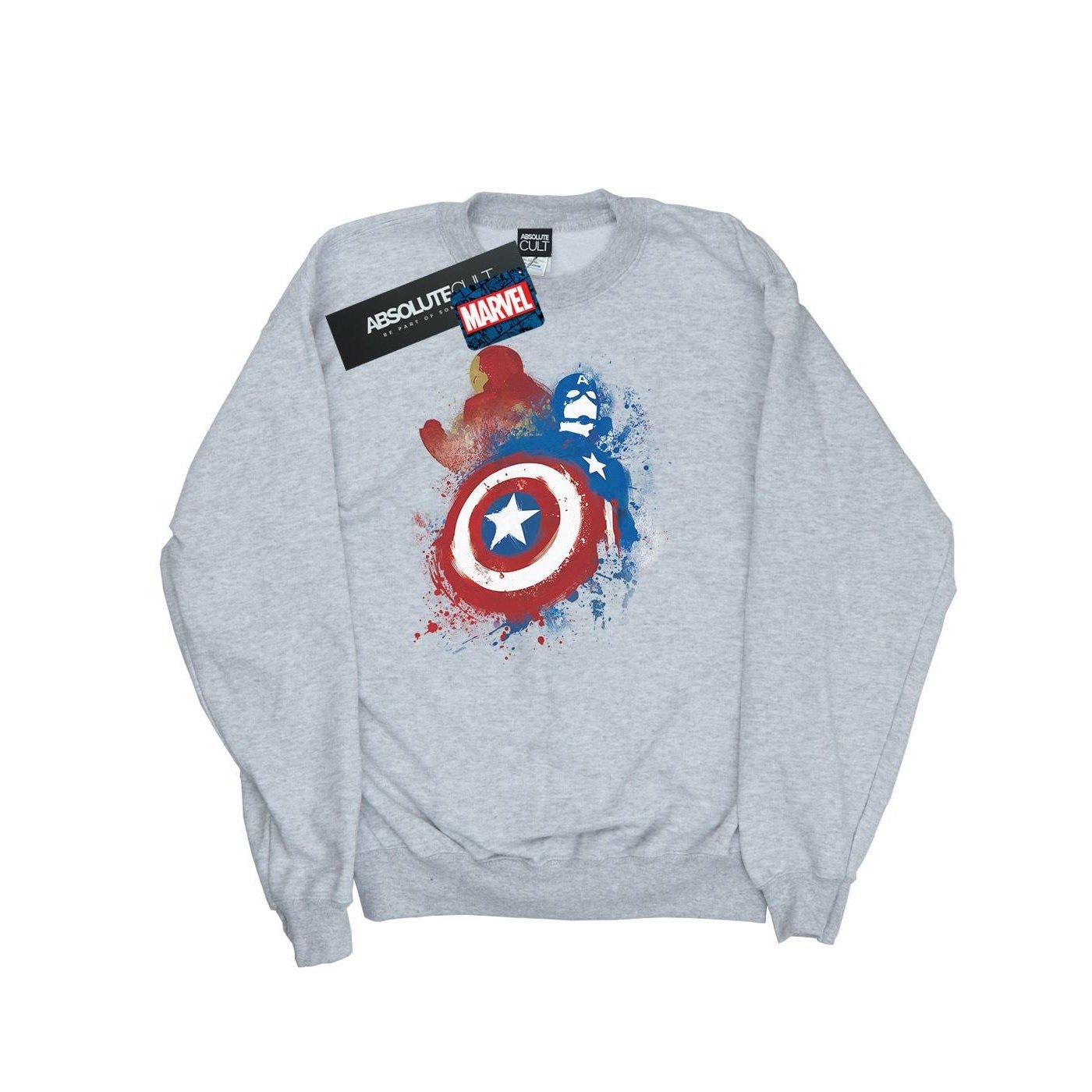 Captain America Civil War Painted Vs Iron Man Sweatshirt Herren Grau XXL von MARVEL