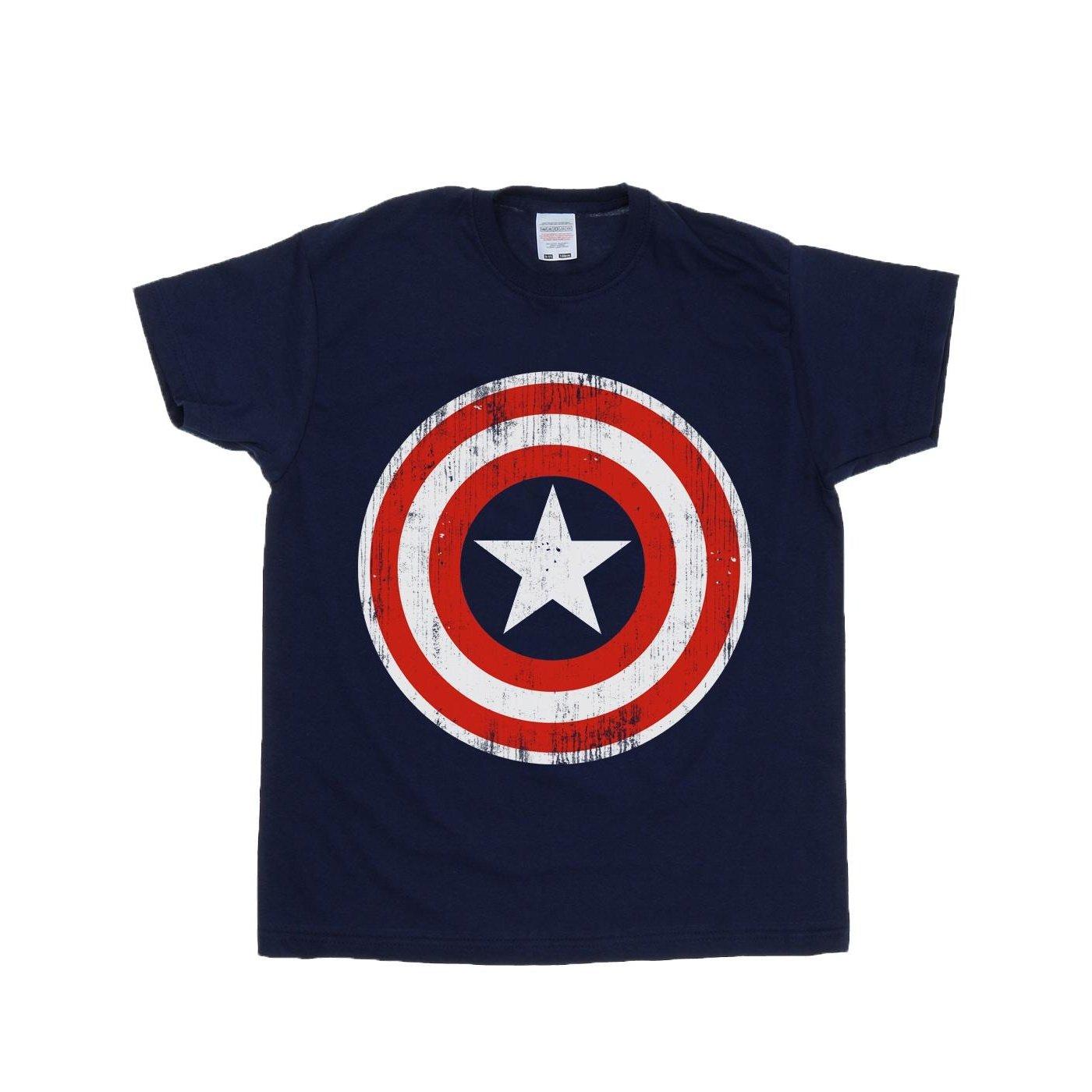 Captain America Cracked Shield Tshirt Herren Marine L von MARVEL