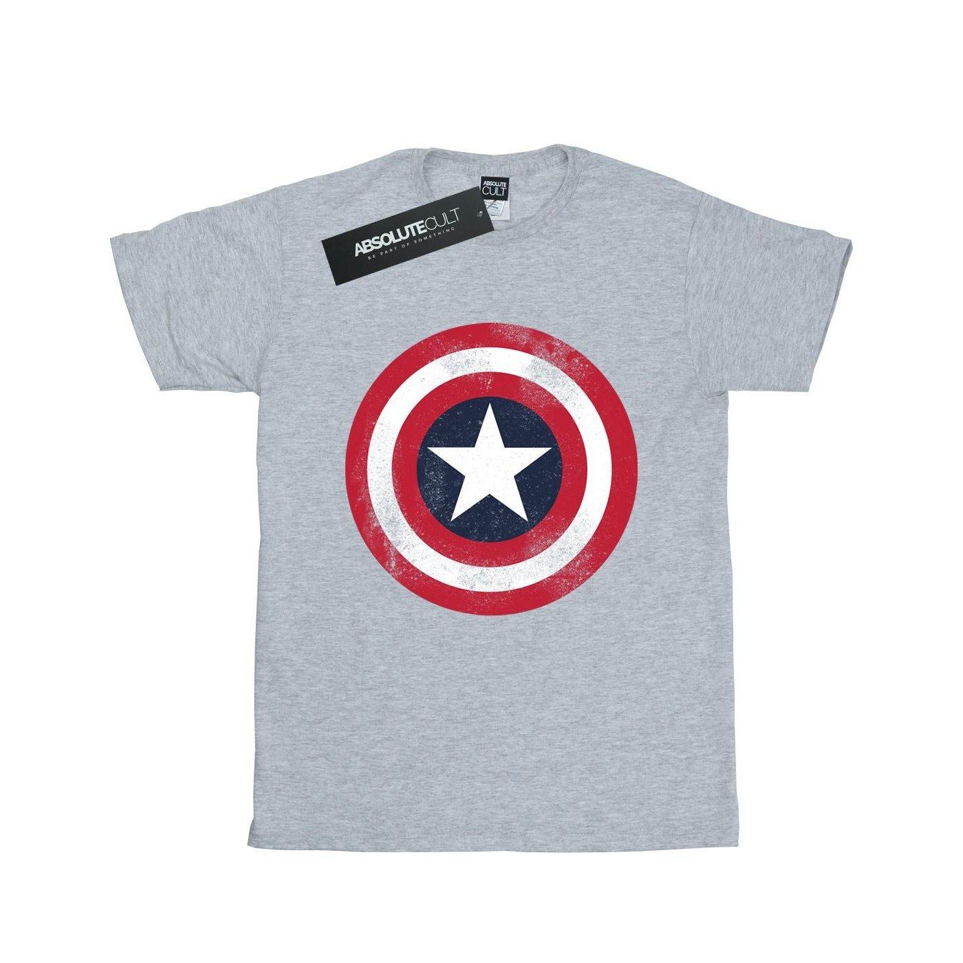 Captain America Distressed Shield Tshirt Damen Grau S von MARVEL