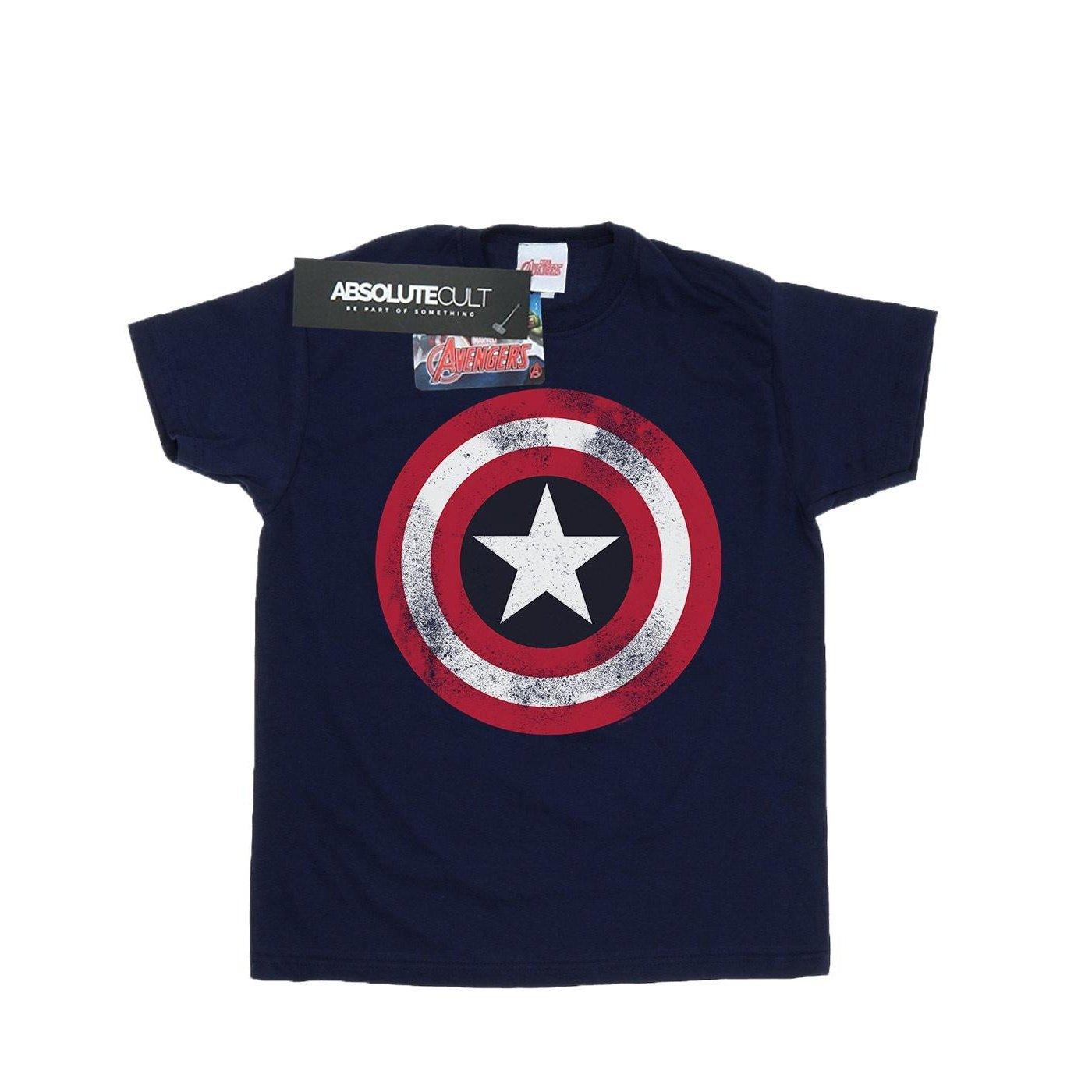 Captain America Distressed Shield Tshirt Herren Marine 3XL von MARVEL
