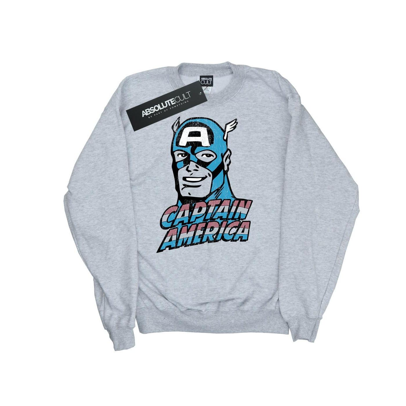 Captain America Distressed Sweatshirt Mädchen Grau 152-158 von MARVEL