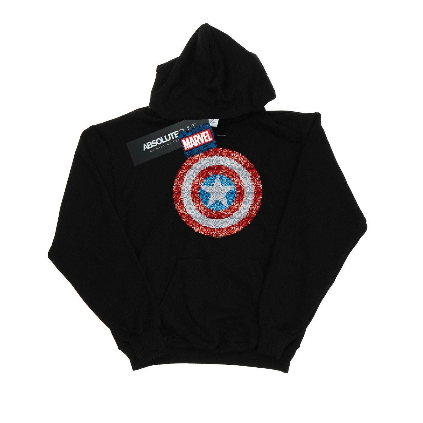 Captain America Pixelated Shield Kapuzenpullover Mädchen Schwarz 152-158 von MARVEL