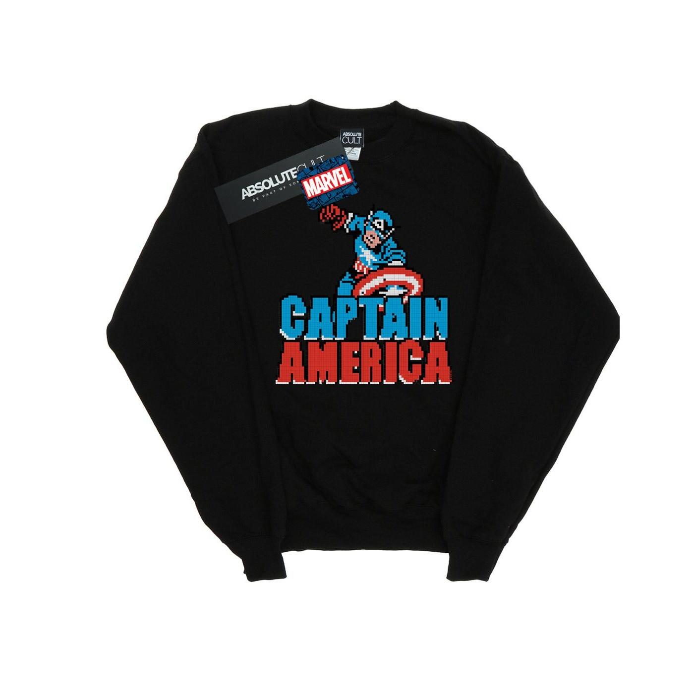 Captain America Pixelated Sweatshirt Jungen Schwarz 140/146 von MARVEL