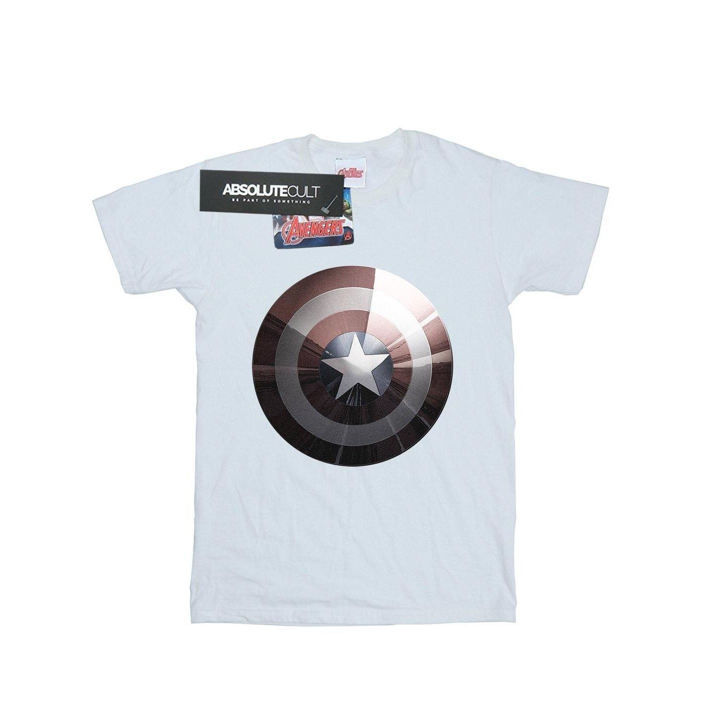 Captain America Shield Shiny Tshirt Herren Weiss M von MARVEL