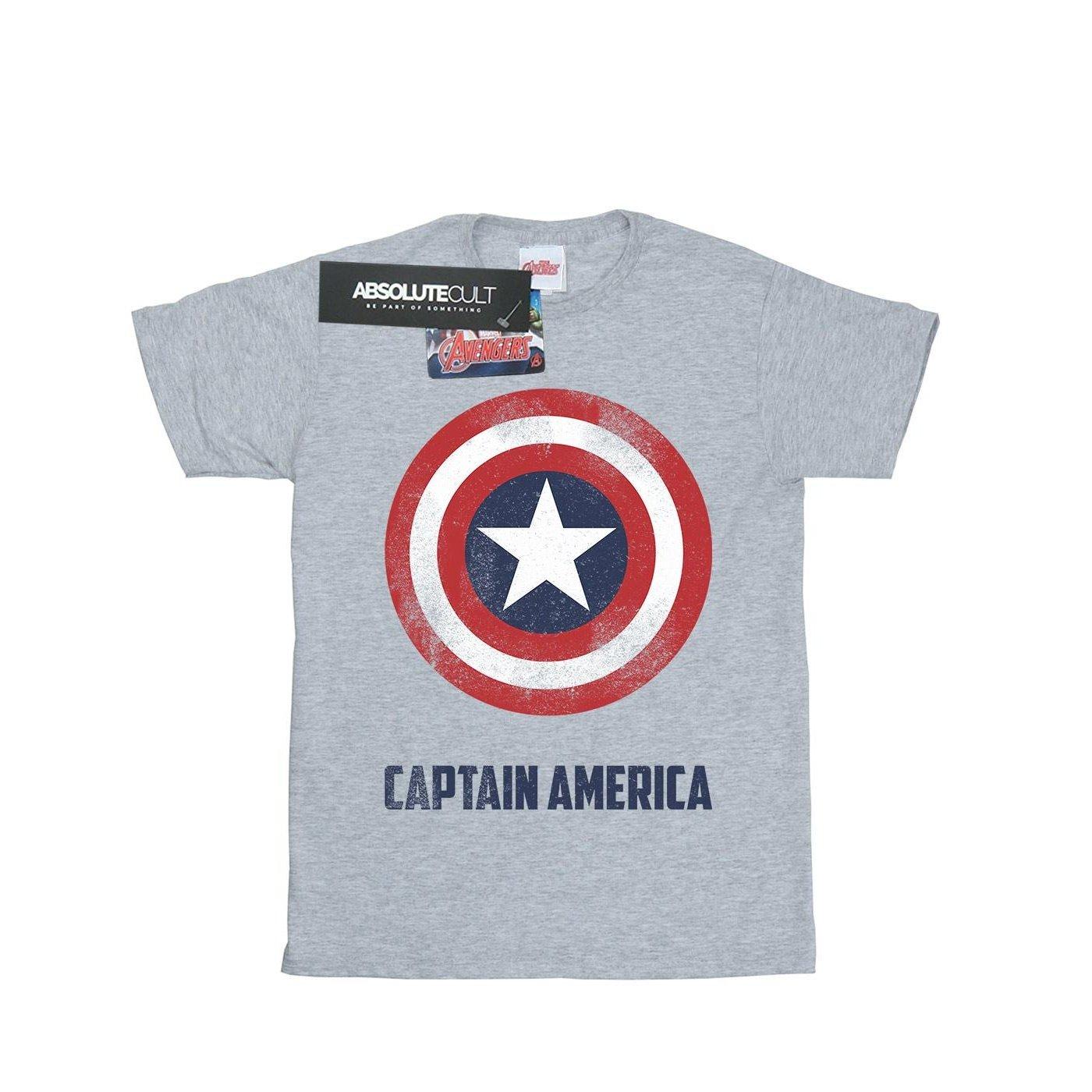 Captain America Shield Text Tshirt Herren Grau M von MARVEL