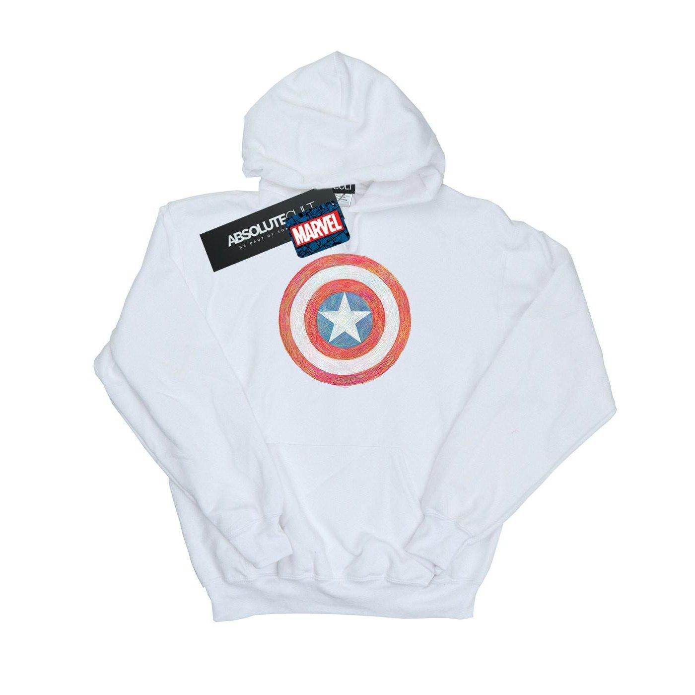 Captain America Sketched Shield Kapuzenpullover Mädchen Weiss 140/146 von MARVEL