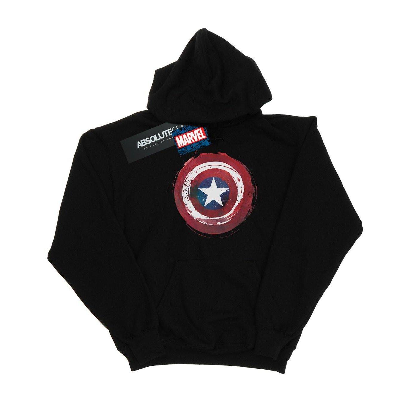 Captain America Splatter Shield Kapuzenpullover Mädchen Schwarz 116 von MARVEL