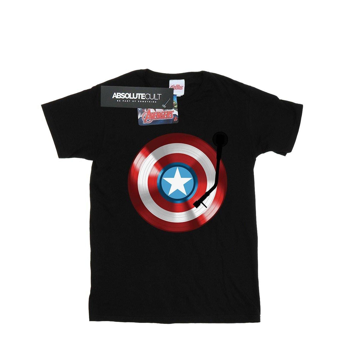 Captain America Turntable Tshirt Damen Schwarz XL von MARVEL