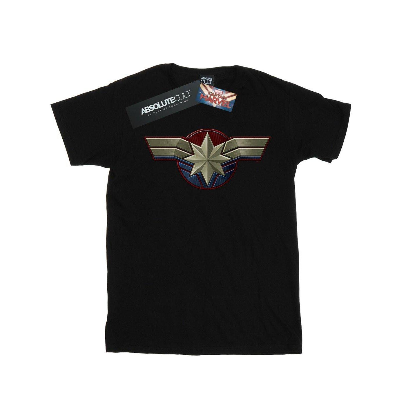 Captain Chest Emblem Tshirt Jungen Schwarz 128 von MARVEL