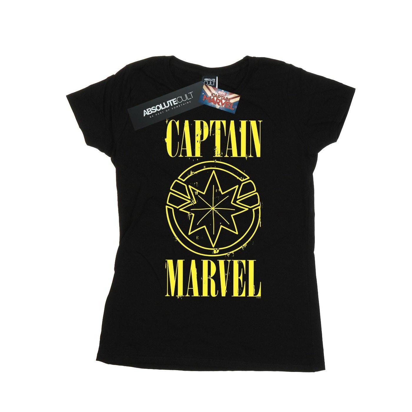 Captain Grunge Logo Tshirt Damen Schwarz S von MARVEL