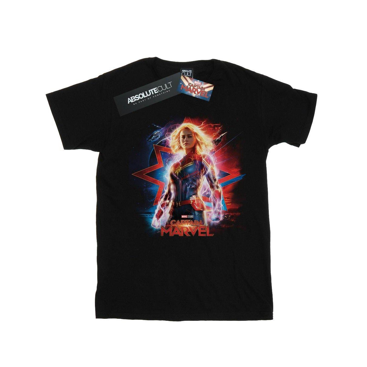 Captain Poster Tshirt Jungen Schwarz 116 von MARVEL