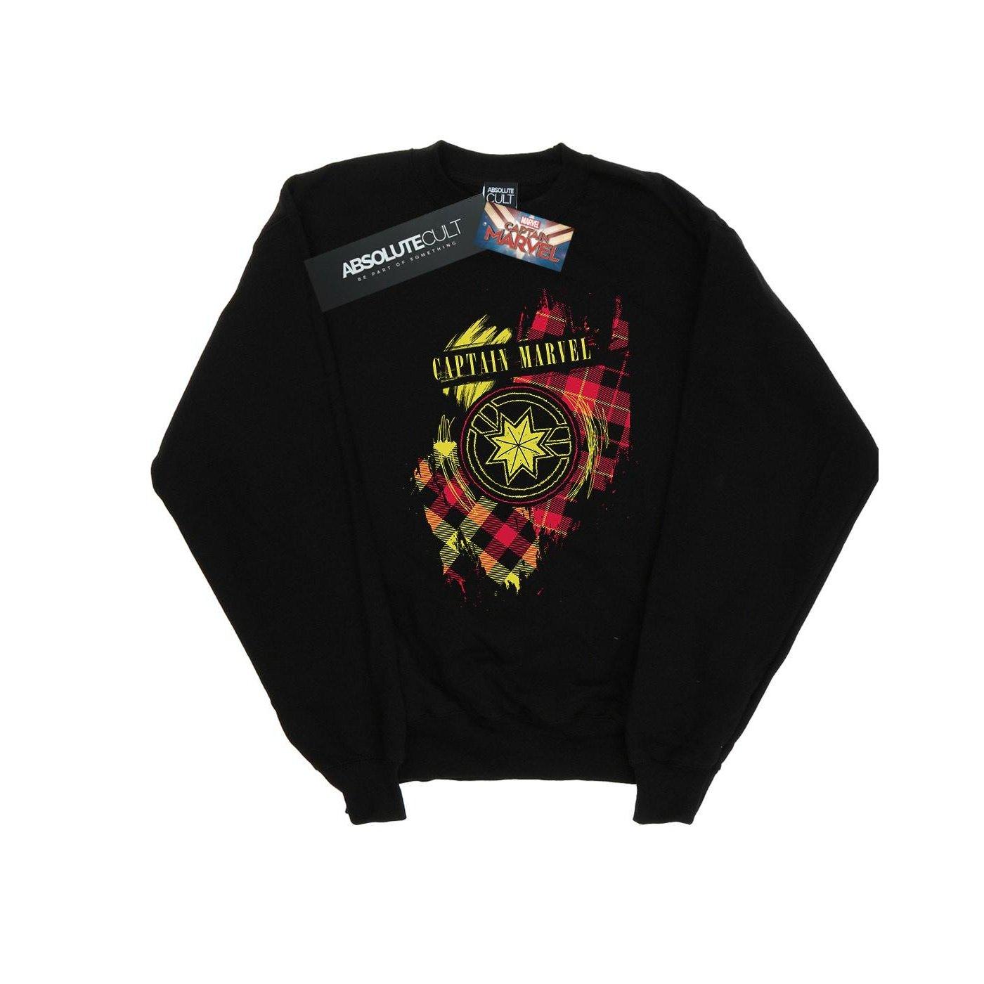 Captain Tartan Patch Sweatshirt Unisex Schwarz 128 von MARVEL