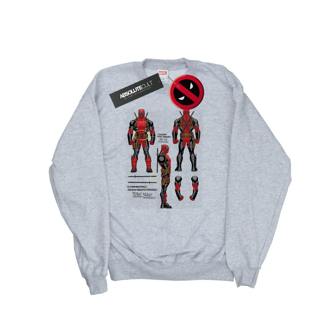 Deadpool Action Figure Plans Sweatshirt Damen Grau S von MARVEL