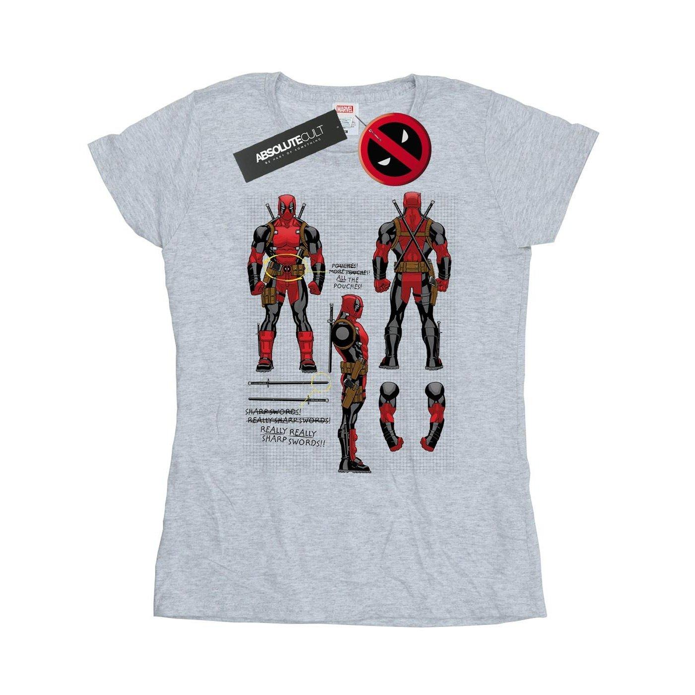 Deadpool Action Figure Plans Tshirt Damen Grau XXL von MARVEL