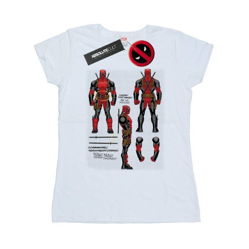 Deadpool Action Figure Plans Tshirt Damen Weiss XXL von MARVEL