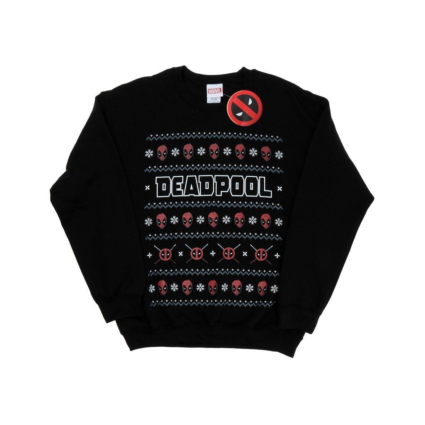 Deadpool Logo Christmas Sweatshirt Herren Schwarz M von MARVEL