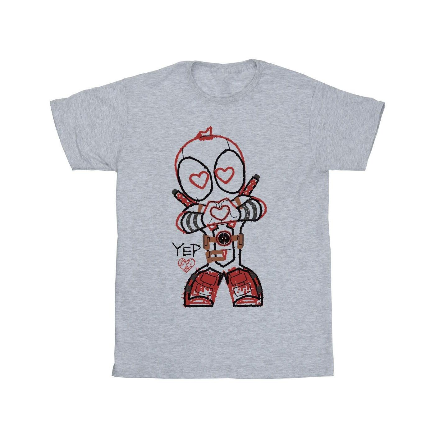 Deadpool Love Beam Line Tshirt Mädchen Grau 140/146 von MARVEL