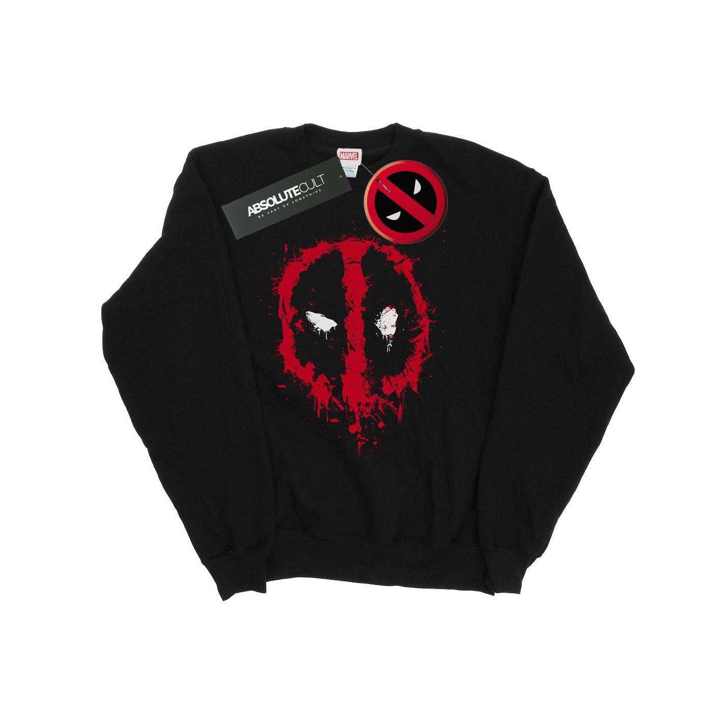 Deadpool Splat Face Sweatshirt Damen Schwarz L von MARVEL