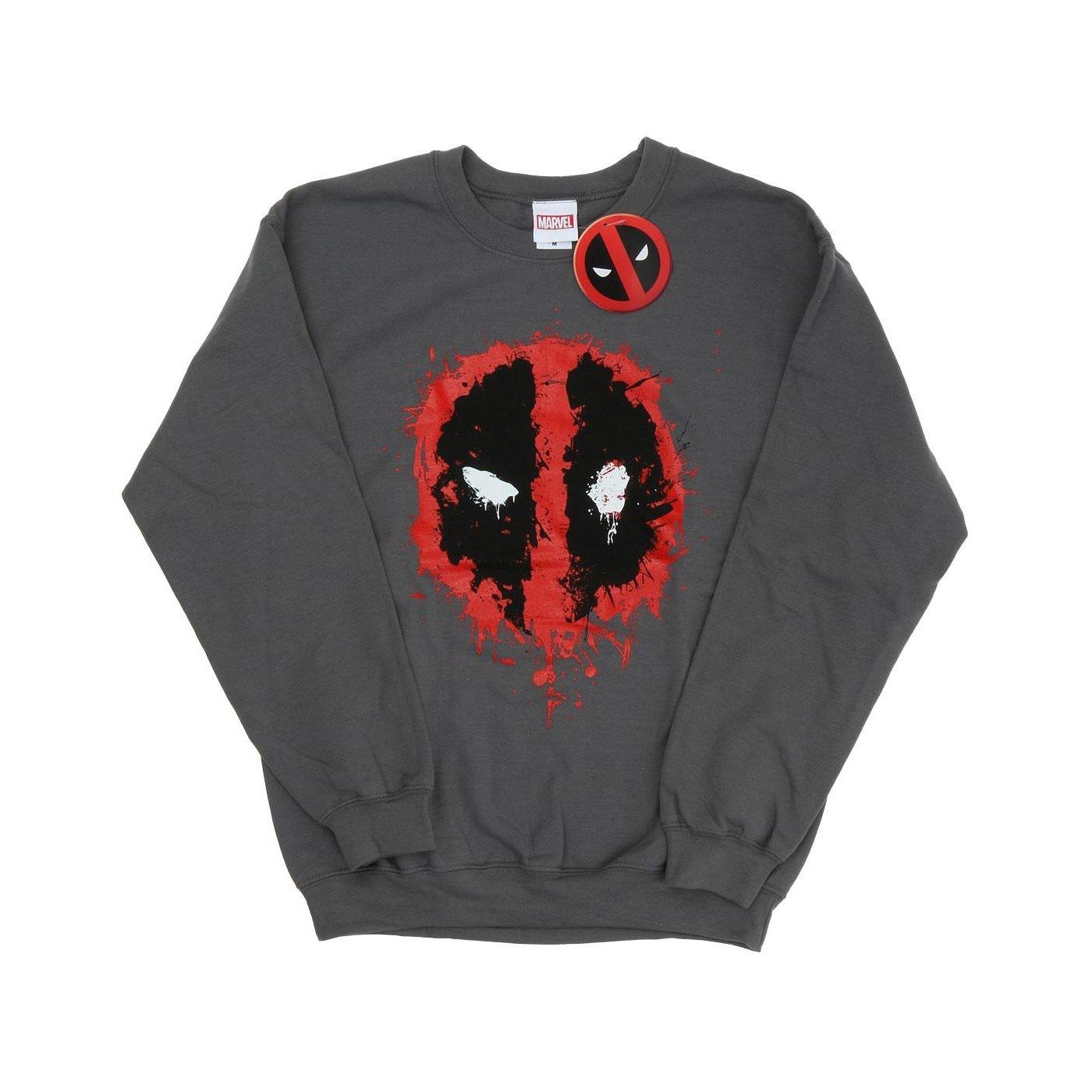 Deadpool Splat Face Sweatshirt Herren Charcoal Black M von MARVEL