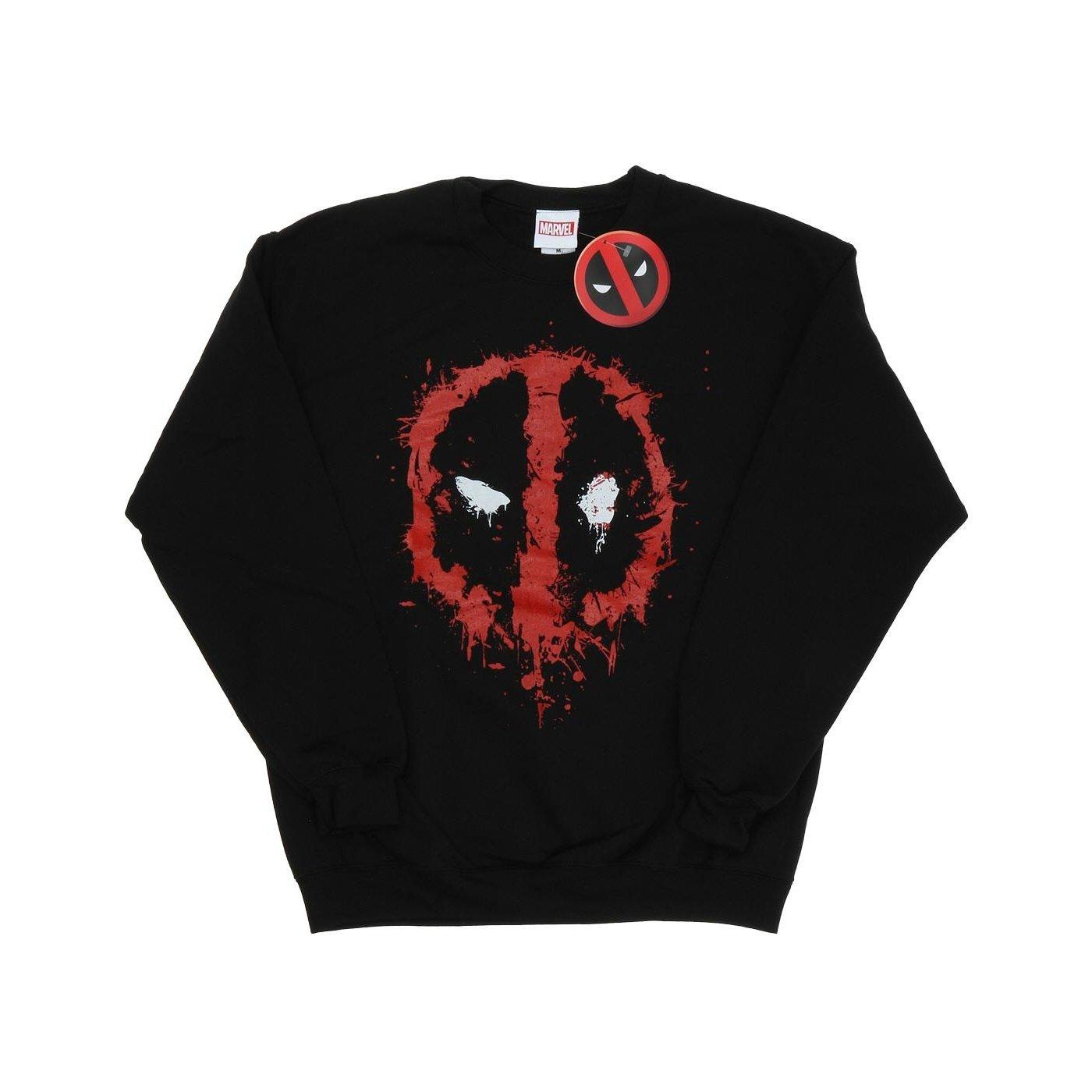 Deadpool Splat Face Sweatshirt Herren Schwarz L von MARVEL