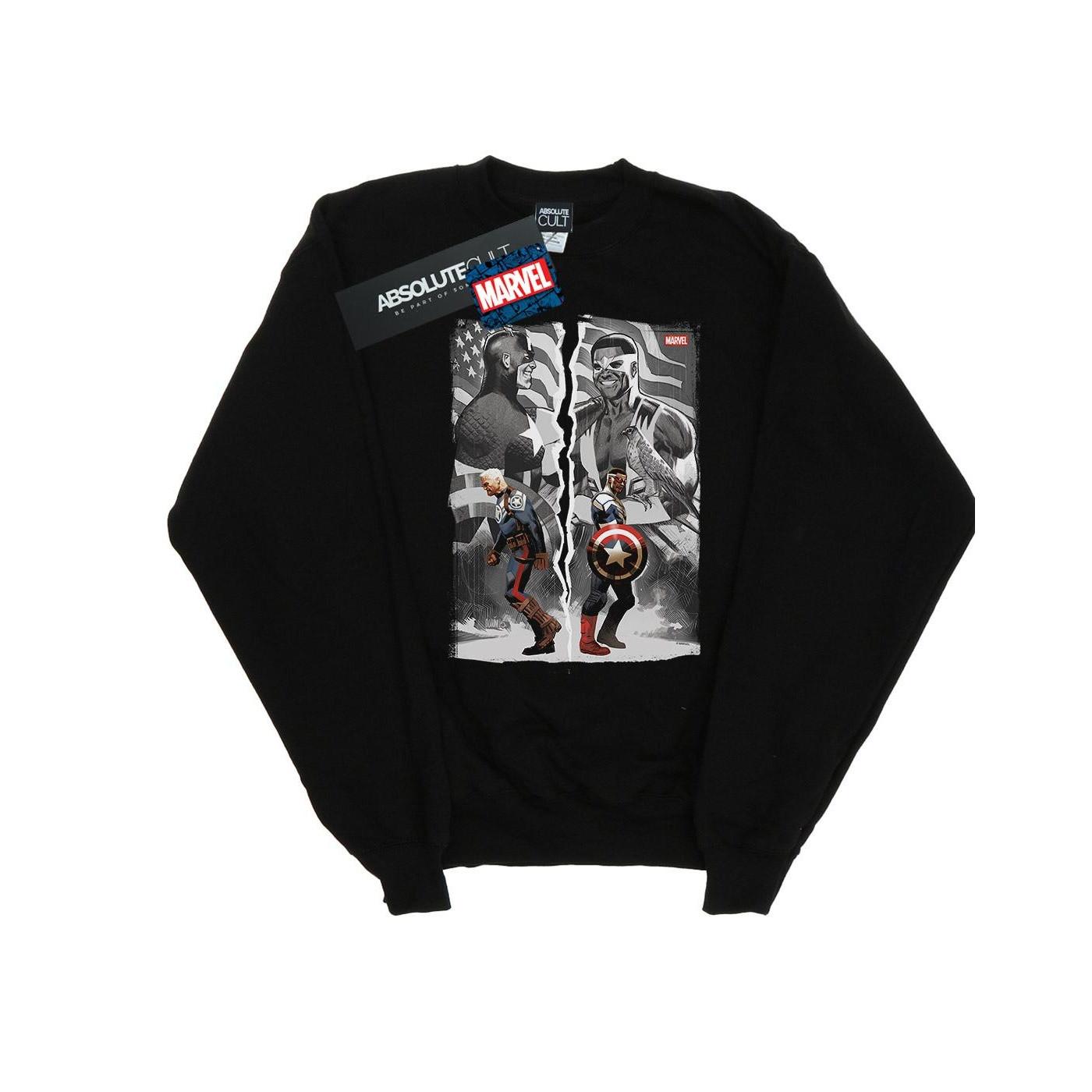 Falcon And Captain America Split Sweatshirt Jungen Schwarz 116 von MARVEL