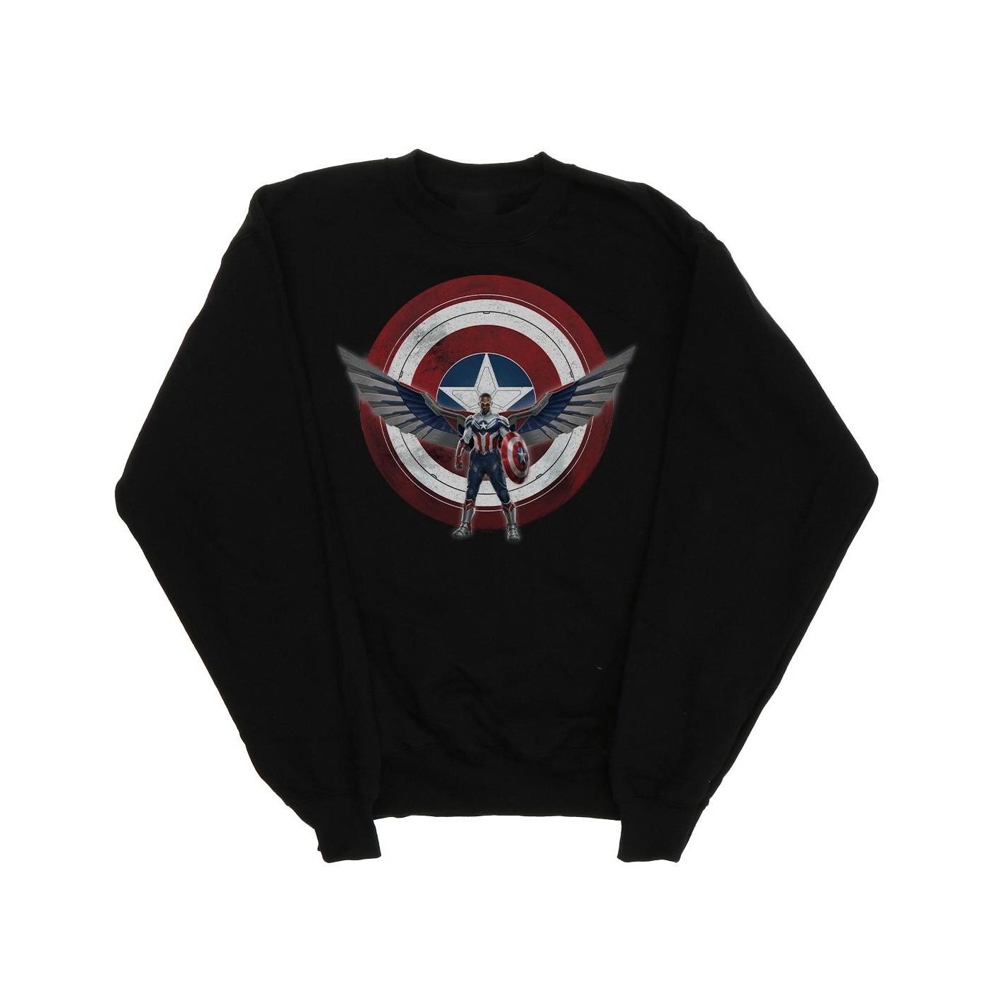 Falcon And The Winter Soldier Captain America Shield Pose Sweatshirt Jungen Schwarz 128 von MARVEL
