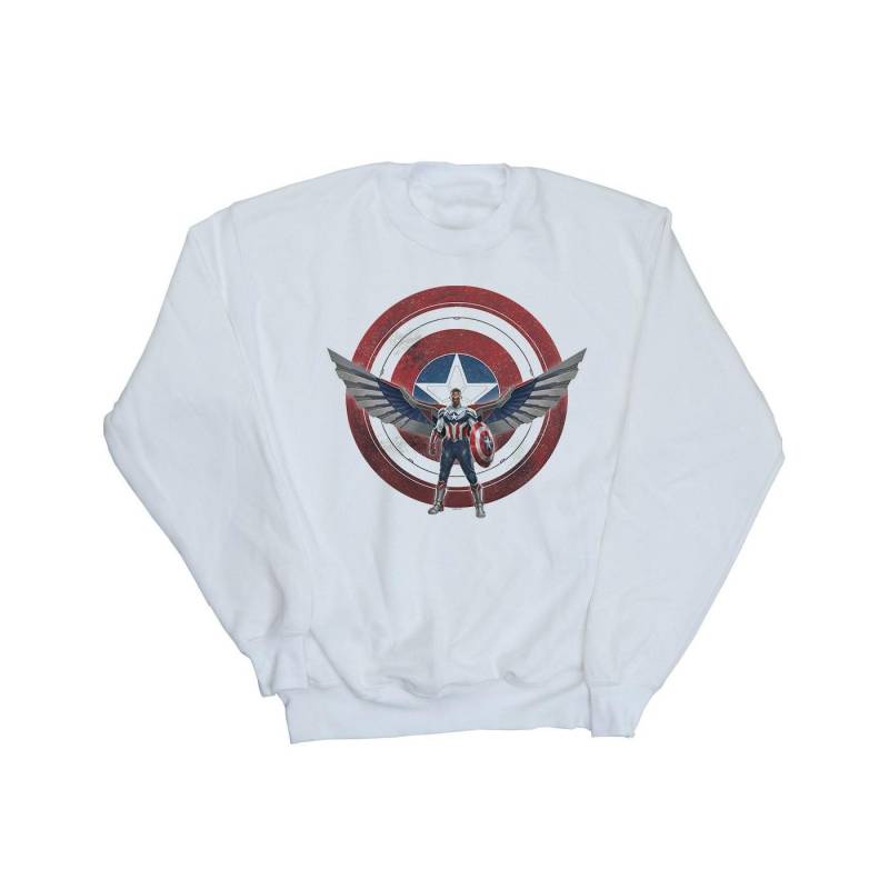 Falcon And The Winter Soldier Captain America Shield Pose Sweatshirt Mädchen Weiss 116 von MARVEL