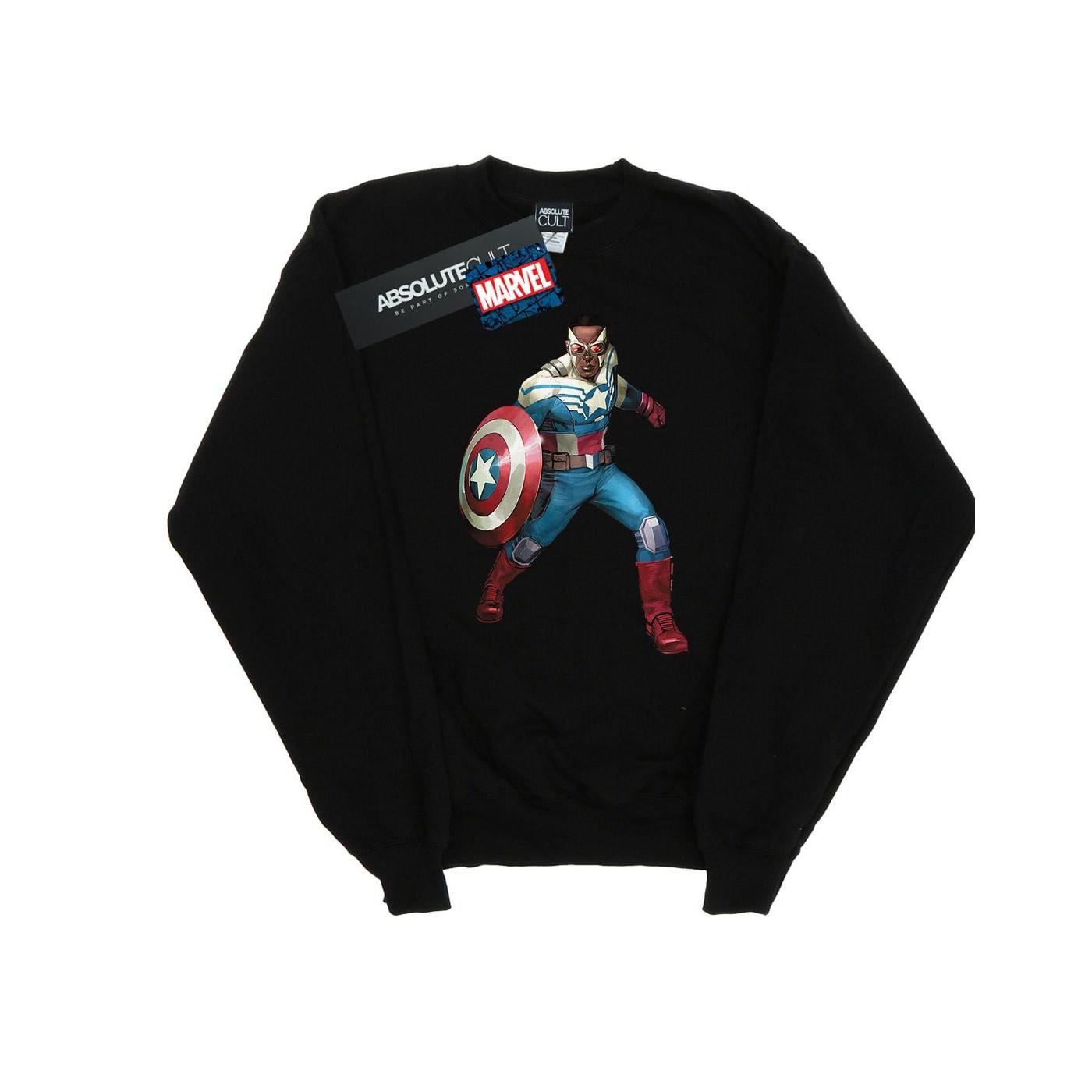 Falcon Is Captain America Sweatshirt Jungen Schwarz 104 von MARVEL