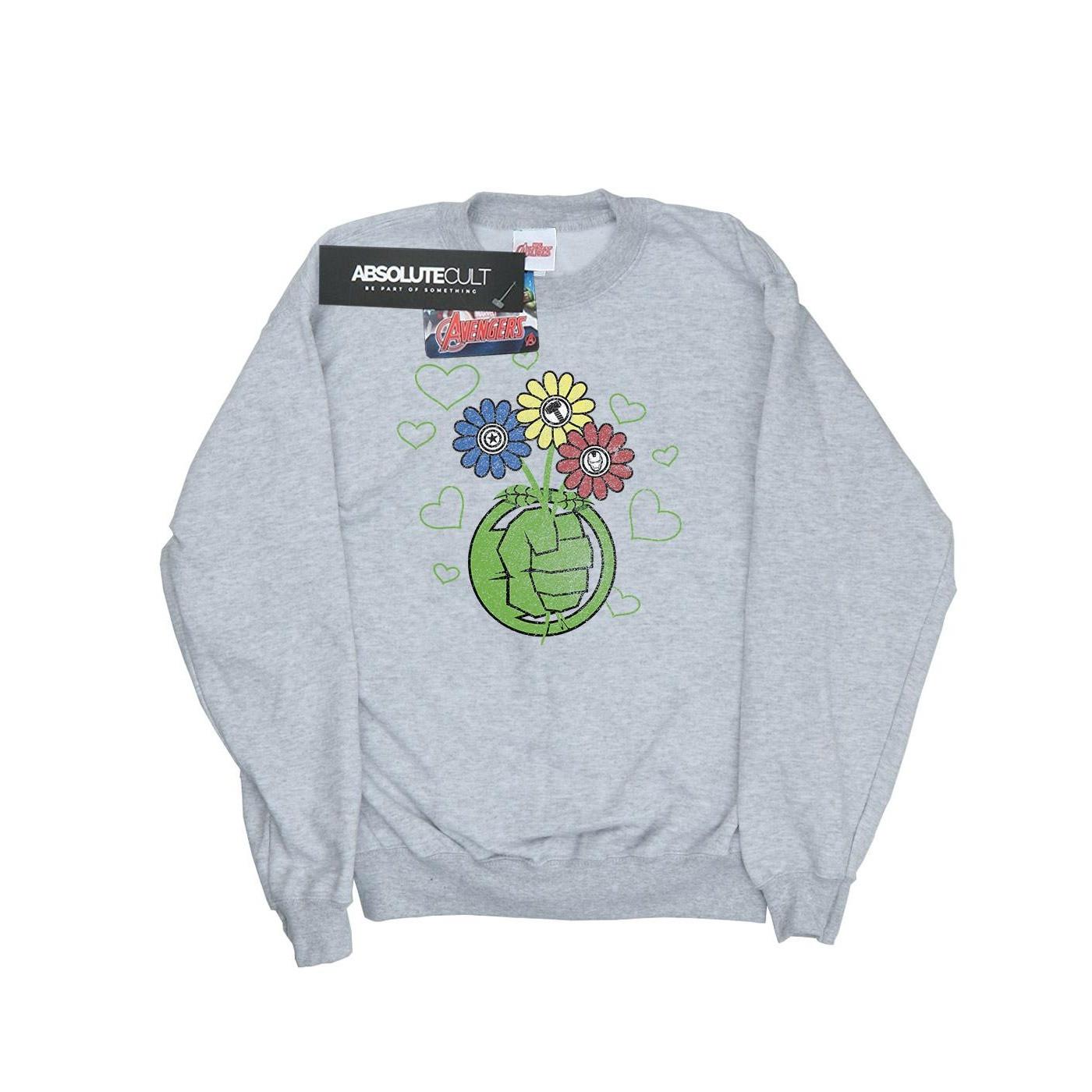 Hulk Flower Fist Sweatshirt Unisex Grau 128 von MARVEL