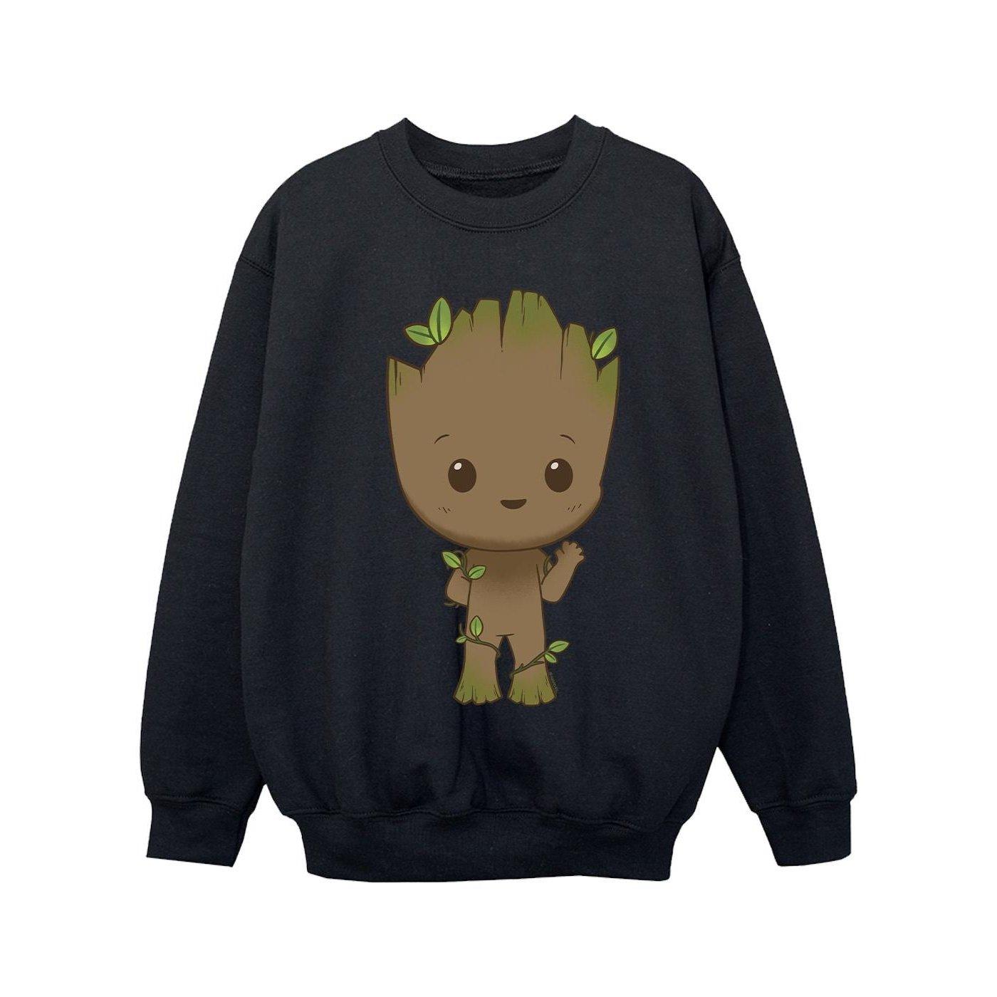 I Am Groot Chibi Wave Pose Sweatshirt Mädchen Schwarz 152-158 von MARVEL