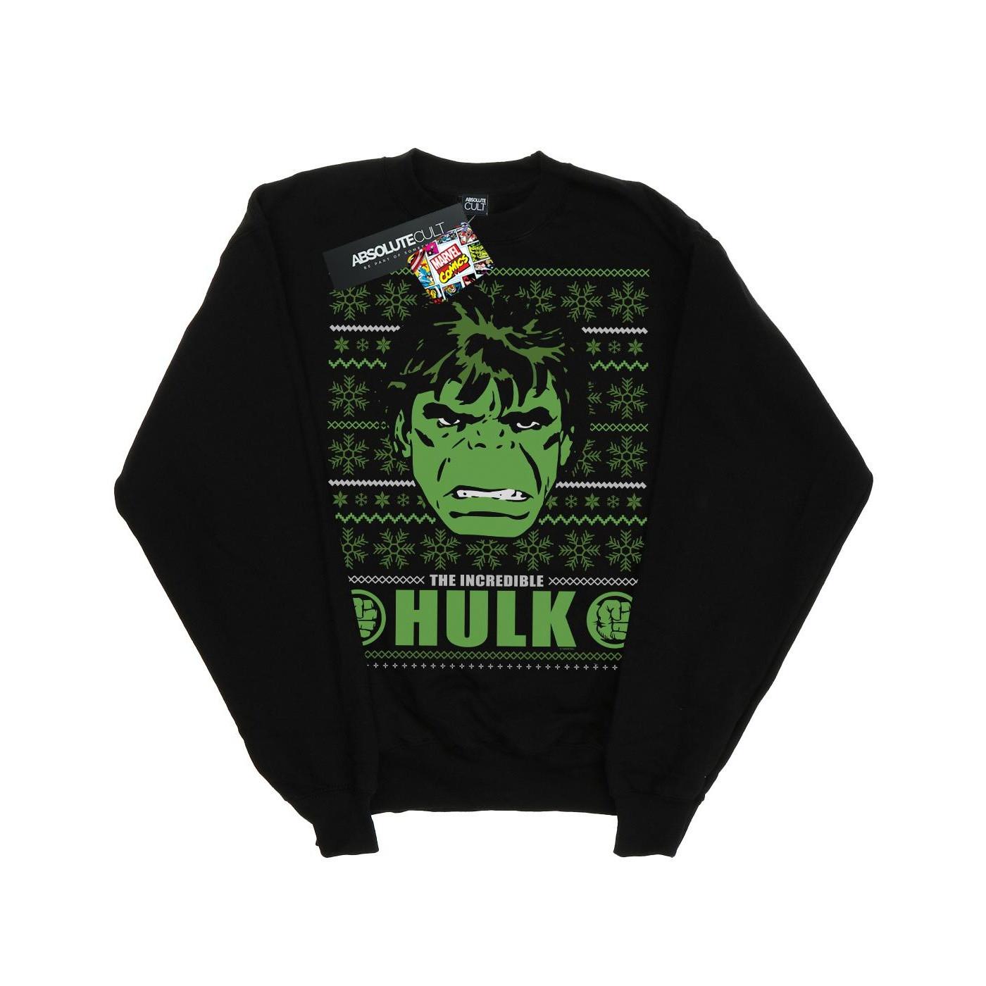 Incredible Hulk Face Fair Isle Sweatshirt Herren Schwarz L von MARVEL