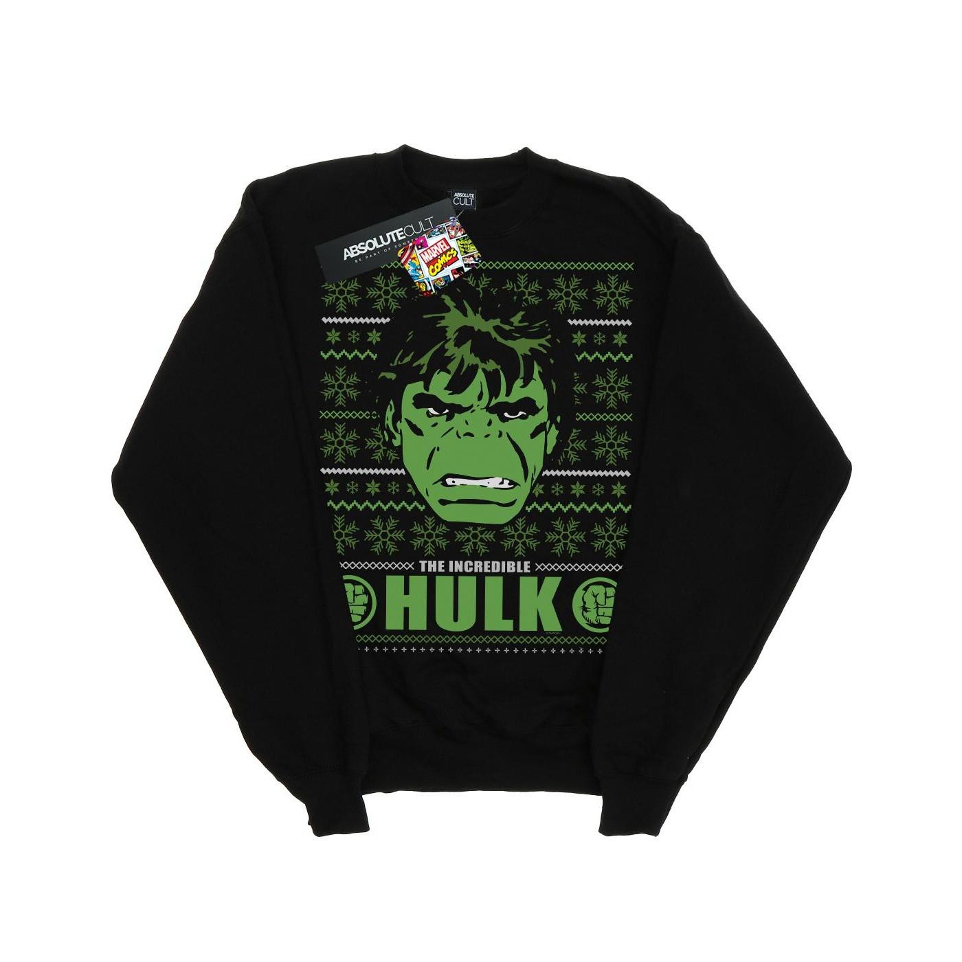 Incredible Hulk Face Fair Isle Sweatshirt Herren Schwarz XXL von MARVEL