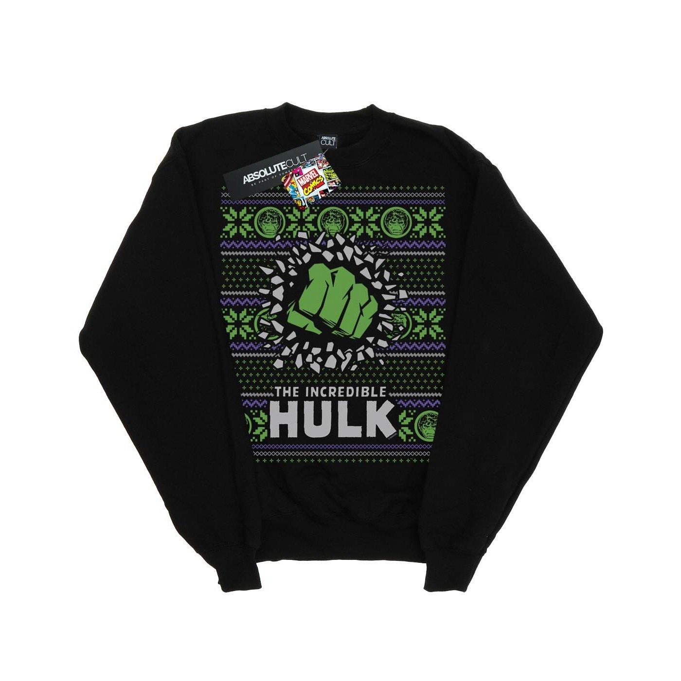 Incredible Hulk Fair Isle Sweatshirt Herren Schwarz S von MARVEL