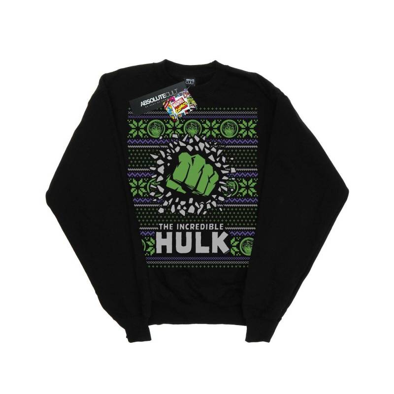Incredible Hulk Fair Isle Sweatshirt Herren Schwarz XXL von MARVEL