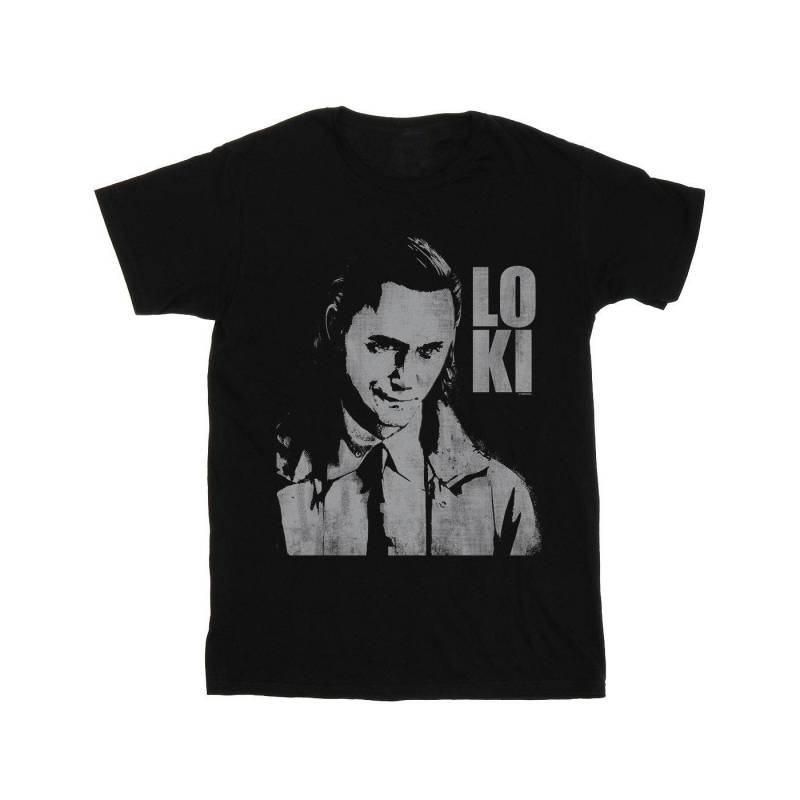 Loki Head Poster Tshirt Mädchen Schwarz 128 von MARVEL