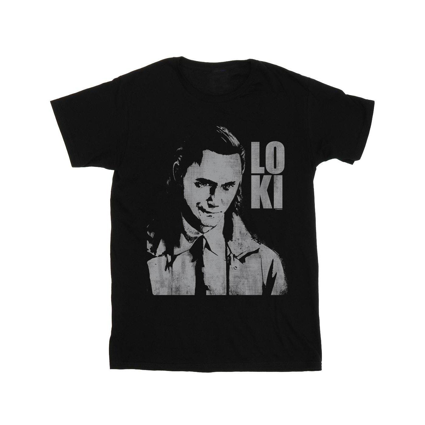Loki Head Poster Tshirt Mädchen Schwarz 140/146 von MARVEL