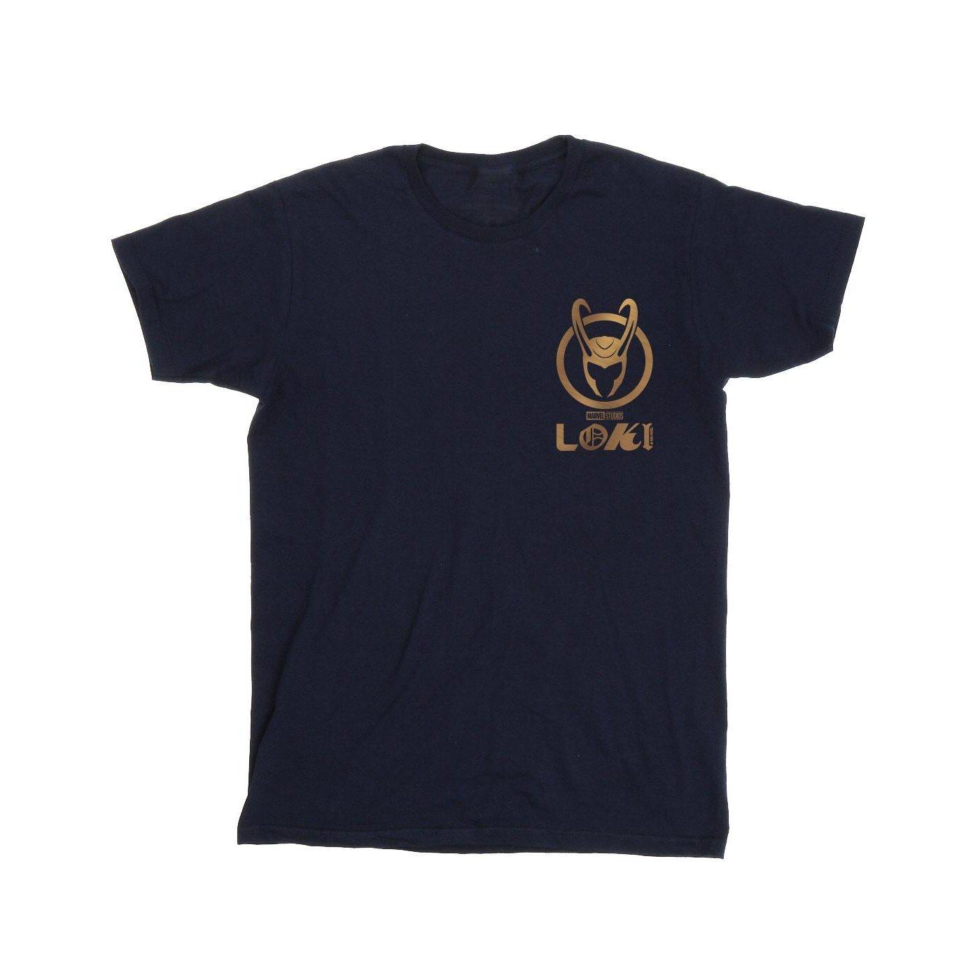 Loki Horn Logo Faux Pocket Tshirt Herren Marine 3XL von MARVEL